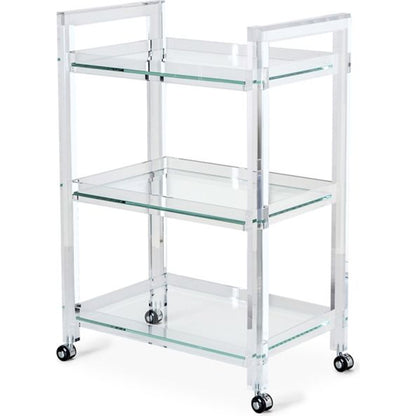 Ava Bar Cart by Interlude Home in clear. Made from acrylic, glass in a modern style.
