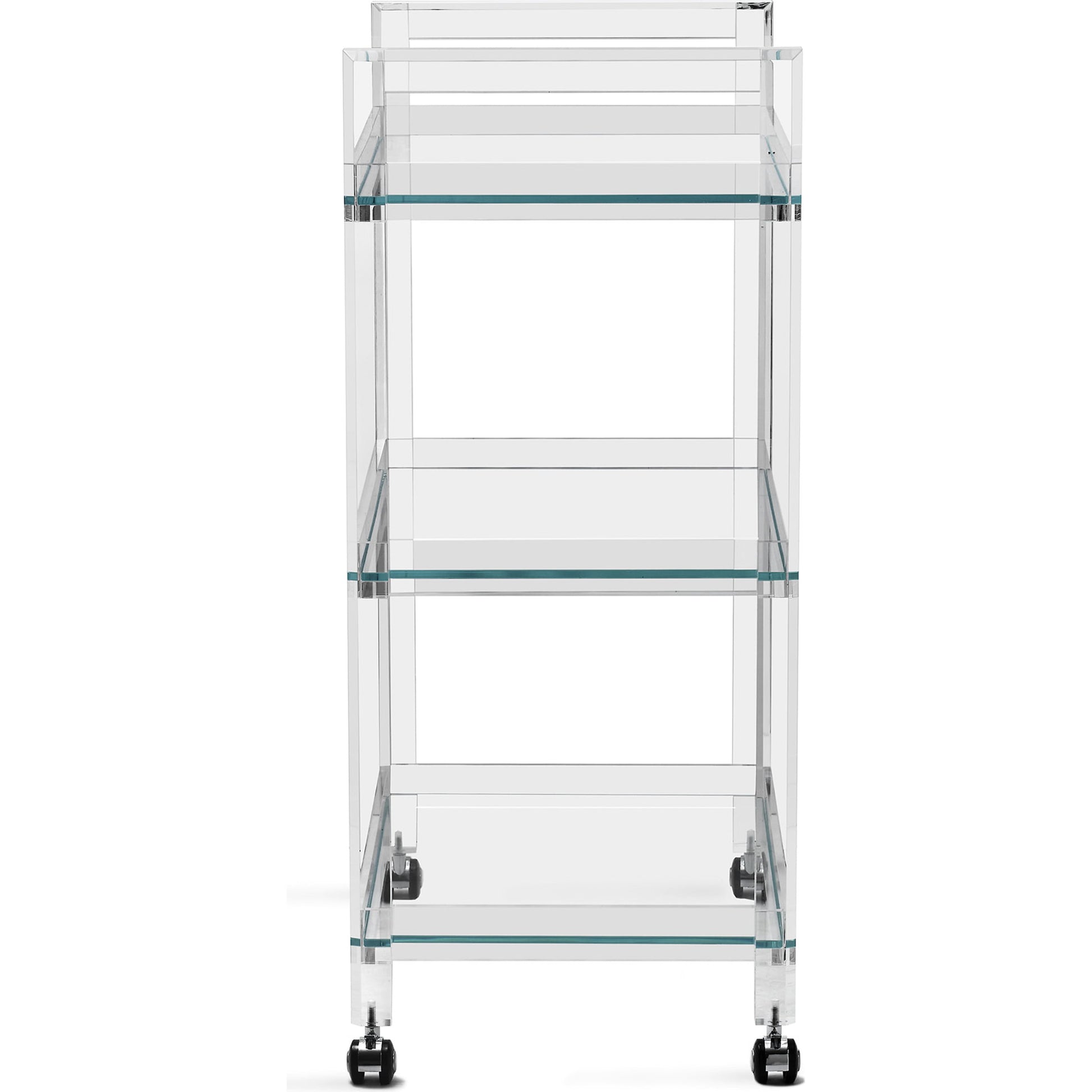 Ava Bar Cart by Interlude Home in clear. Made from acrylic, glass in a modern style.