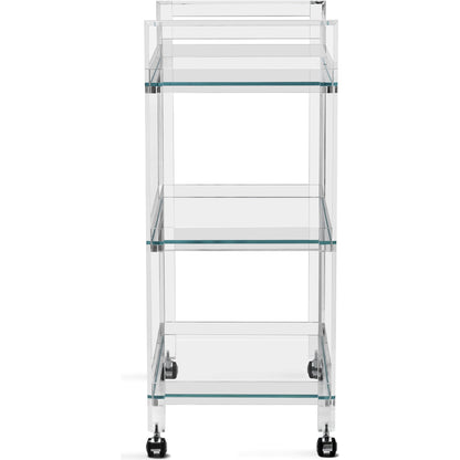 Ava Bar Cart by Interlude Home in clear. Made from acrylic, glass in a modern style.