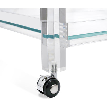 Ava Bar Cart by Interlude Home in clear. Made from acrylic, glass in a modern style.