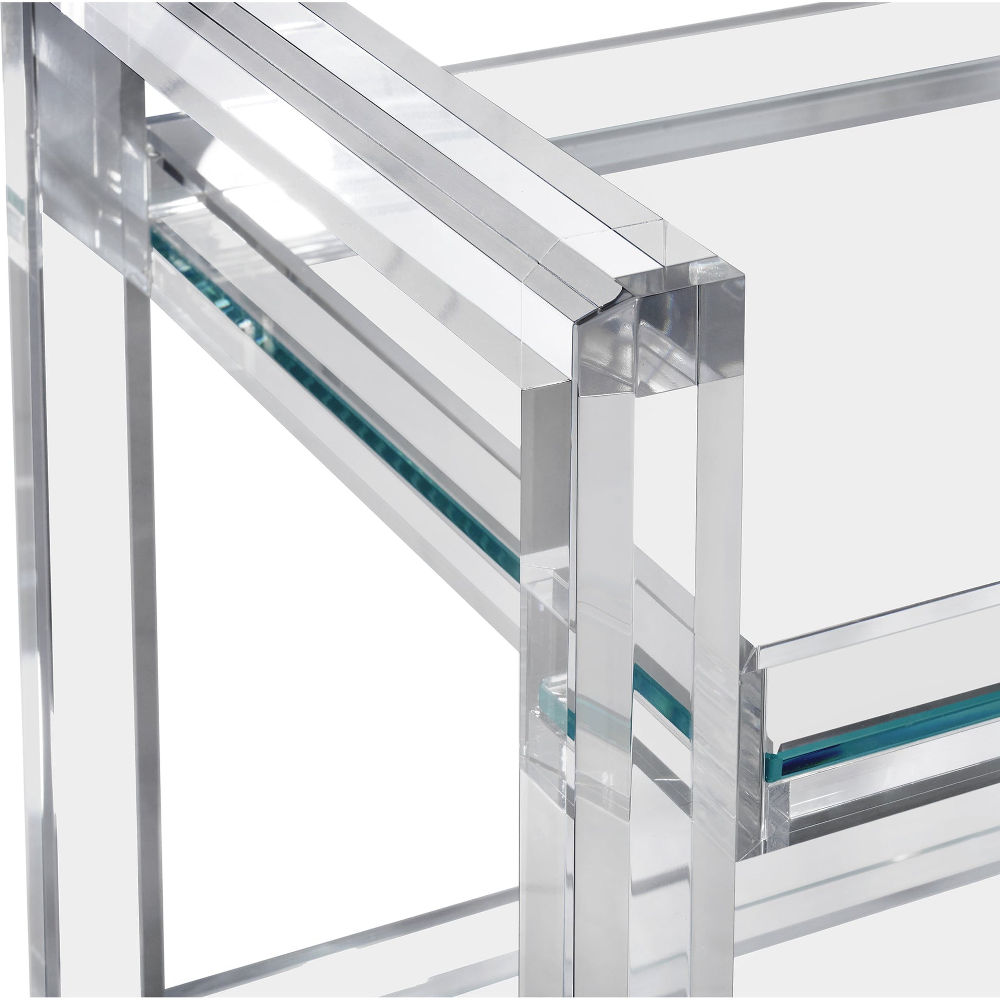 Ava Bar Cart by Interlude Home in clear. Made from acrylic, glass in a modern style.