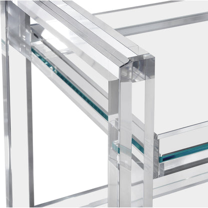 Ava Bar Cart by Interlude Home in clear. Made from acrylic, glass in a modern style.