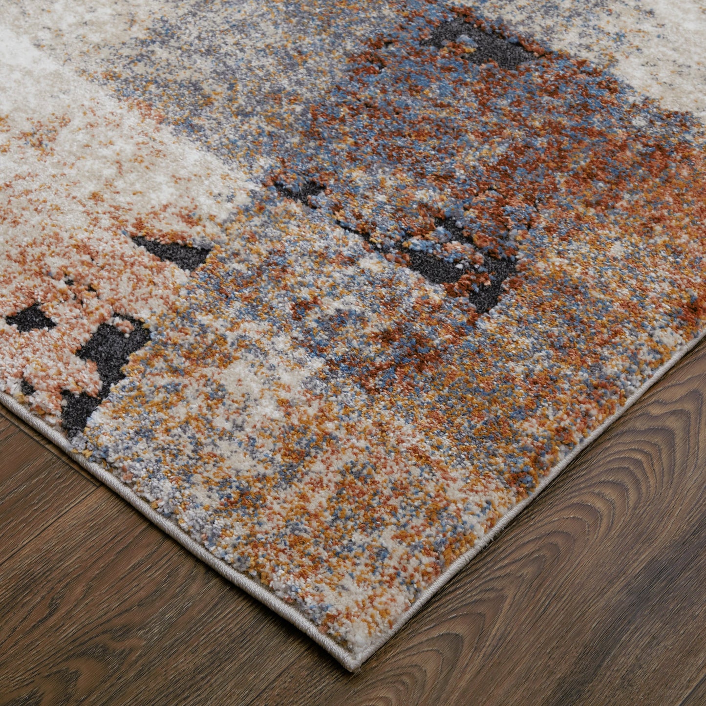 003 SI-2129624,SI-2129625,SI-2129626,SI-2129627,SI-2129628 | Closeup | Gilmore Color Block Rug - 39MKF by Feizy in blue, ivory, taupe. Made from polypropylene in a unique style.