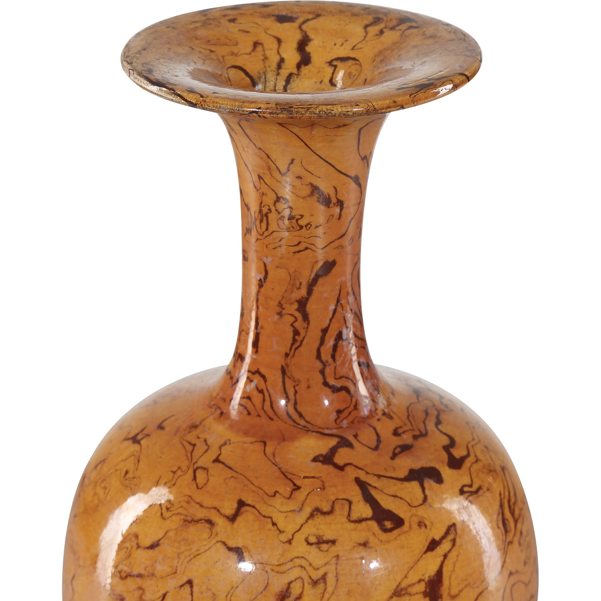 Romulus Vase Set by Currey and Company in yellow, brown. Made from porcelain in a modern style.