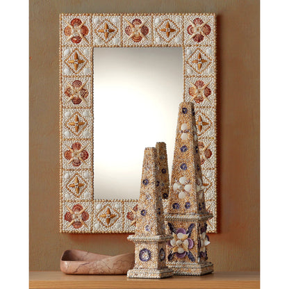 Junonia Mirror by Currey and Company in natural. Made from shell, wood, glass in a eclectic & global style.