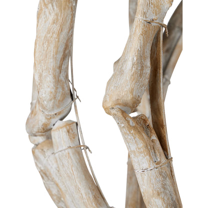 Driftwood Whitewash Orb Chandelier by Currey and Company in whitewashed driftwood. Made from driftwood, wrought iron in a cottage & farmhouse style.