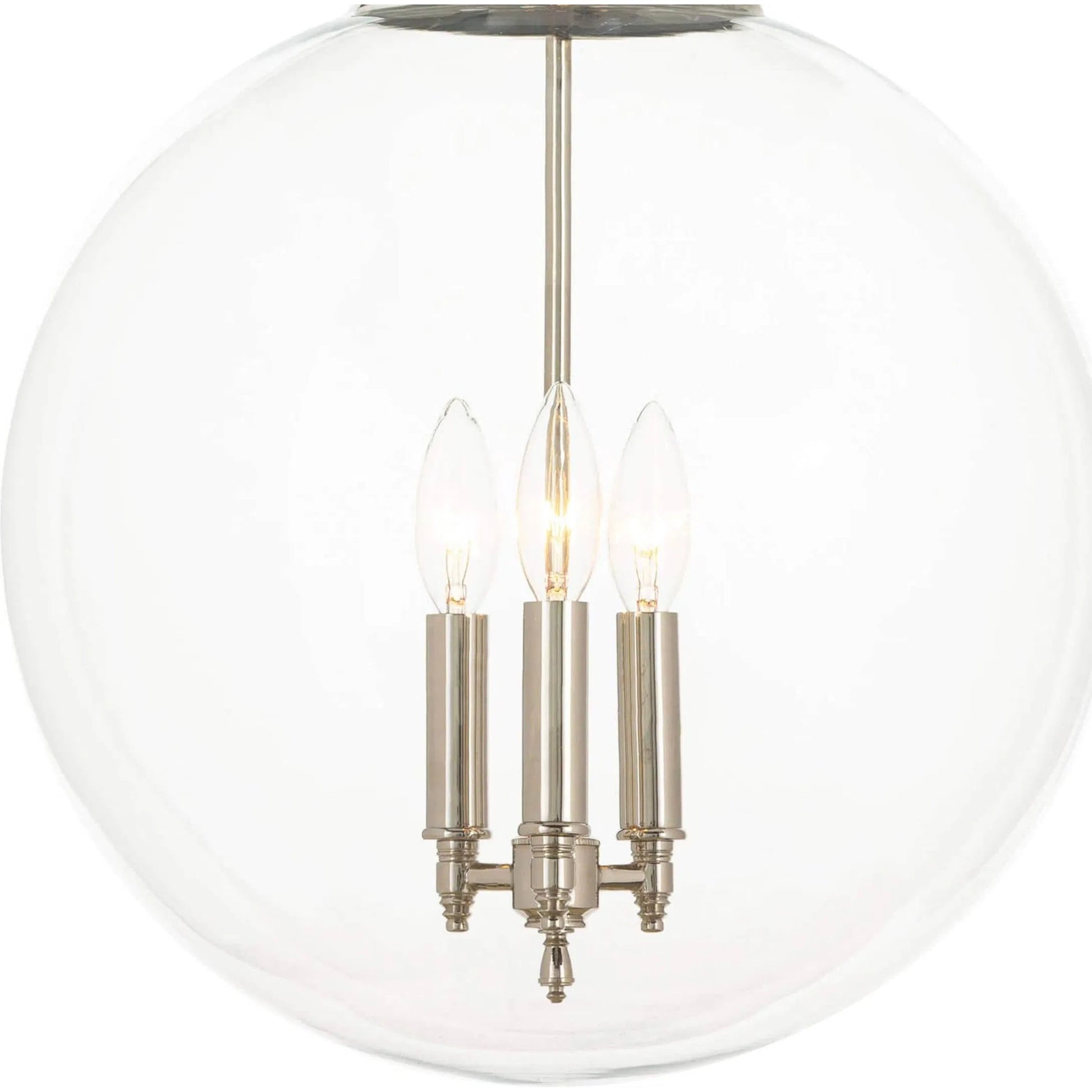 Globe Pendant in Polished Nickel by Regina Andrew in nickel and polished nickel. Made from glass in a traditional style.