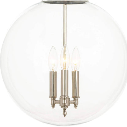 Globe Pendant in Polished Nickel by Regina Andrew in nickel and polished nickel. Made from glass in a traditional style.