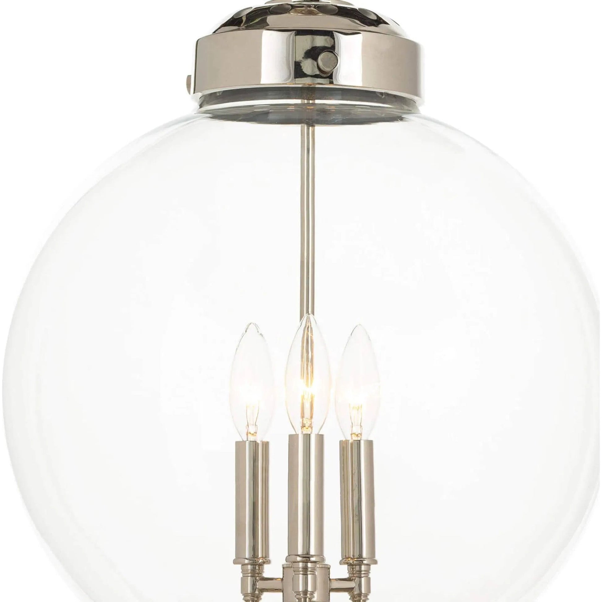 Globe Pendant in Polished Nickel by Regina Andrew in nickel and polished nickel. Made from glass in a traditional style.