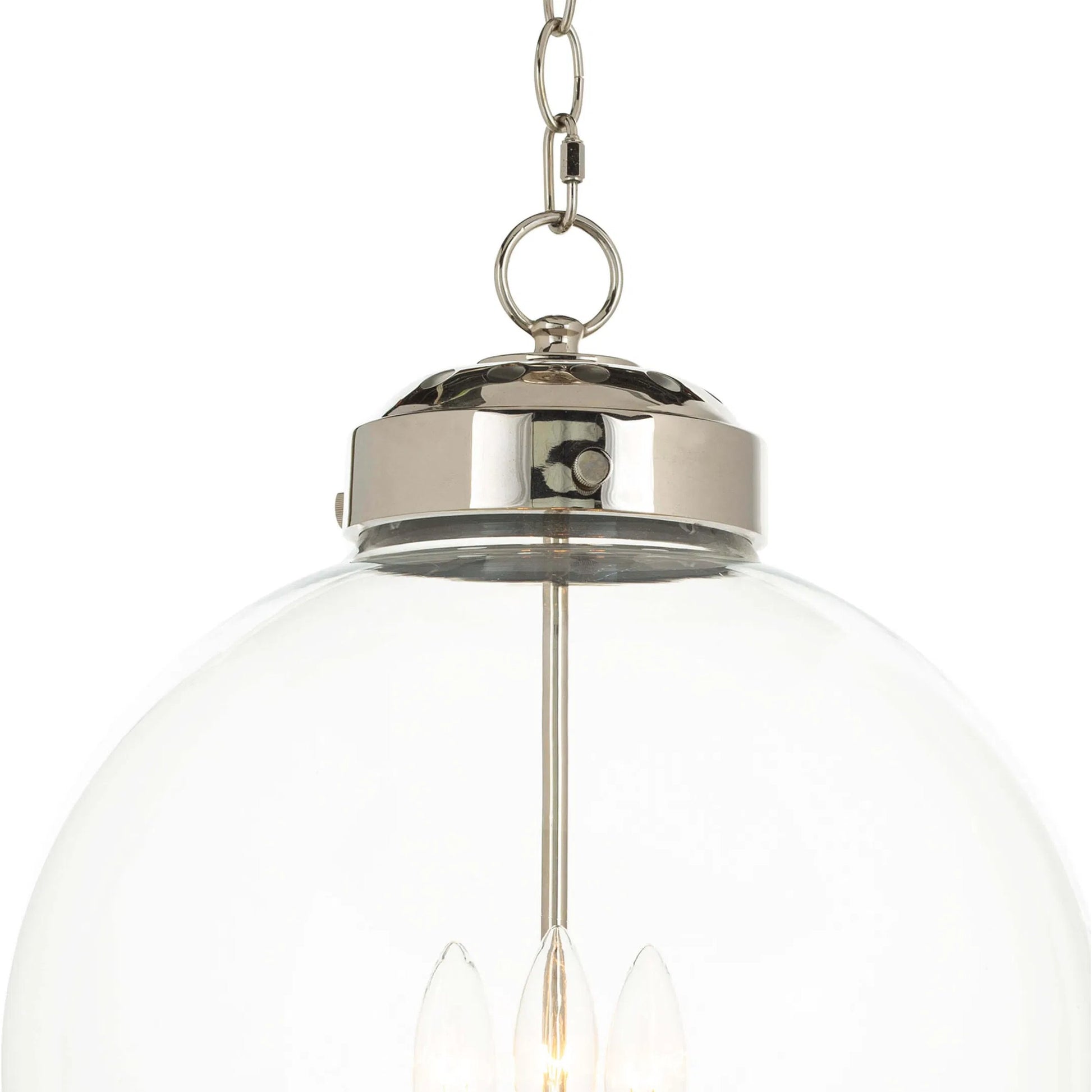 Globe Pendant in Polished Nickel by Regina Andrew in nickel and polished nickel. Made from glass in a traditional style.