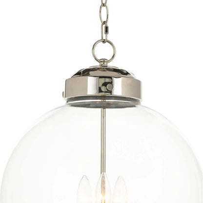 Globe Pendant in Polished Nickel by Regina Andrew in nickel and polished nickel. Made from glass in a traditional style.