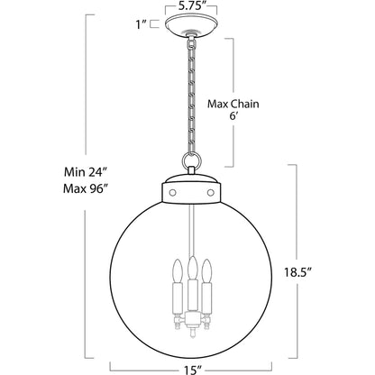 Globe Pendant in Polished Nickel by Regina Andrew in nickel and polished nickel. Made from glass in a traditional style.