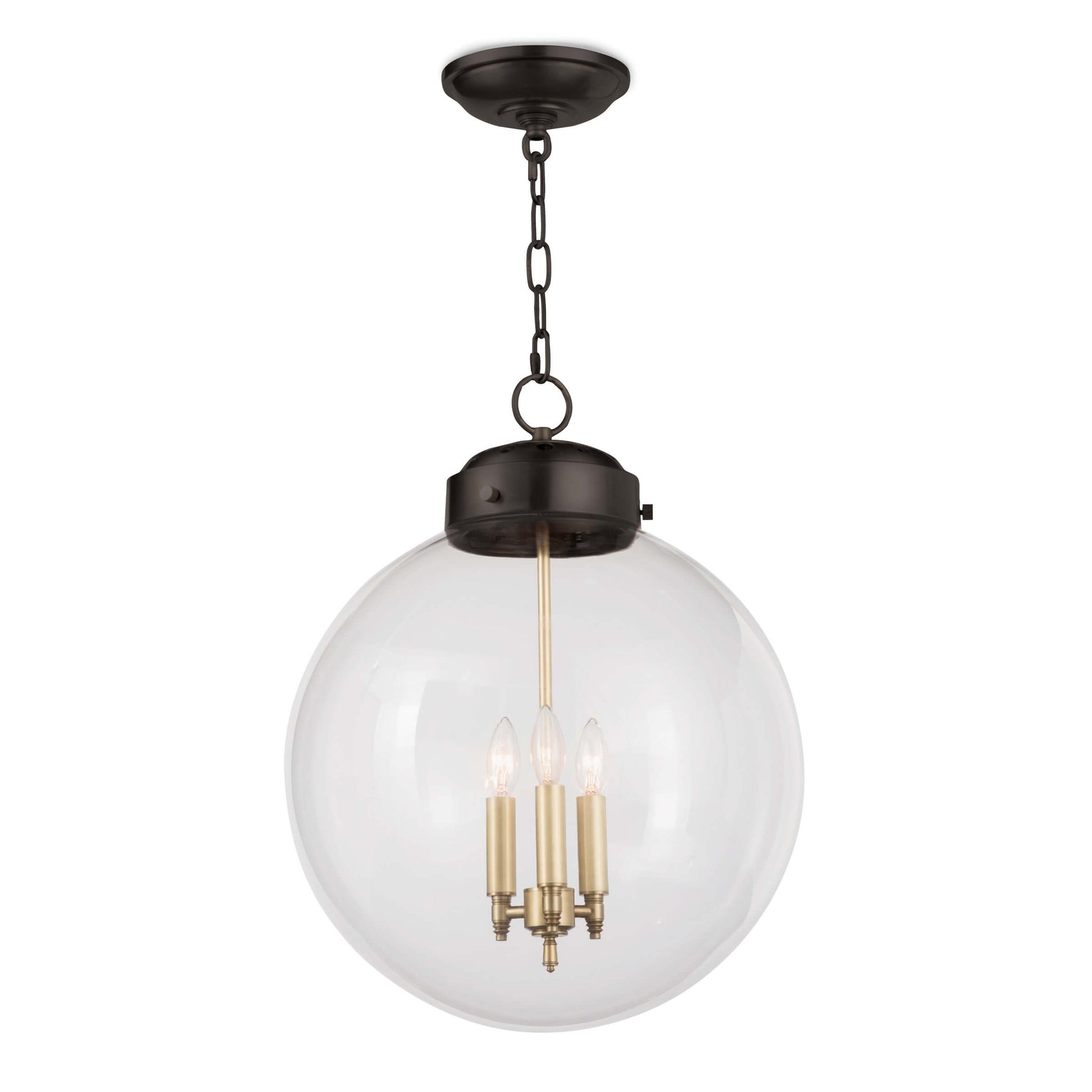 Globe Pendant in Natural Brass by Regina Andrew in brass and natural brass. Made from cast zinc in a traditional style.