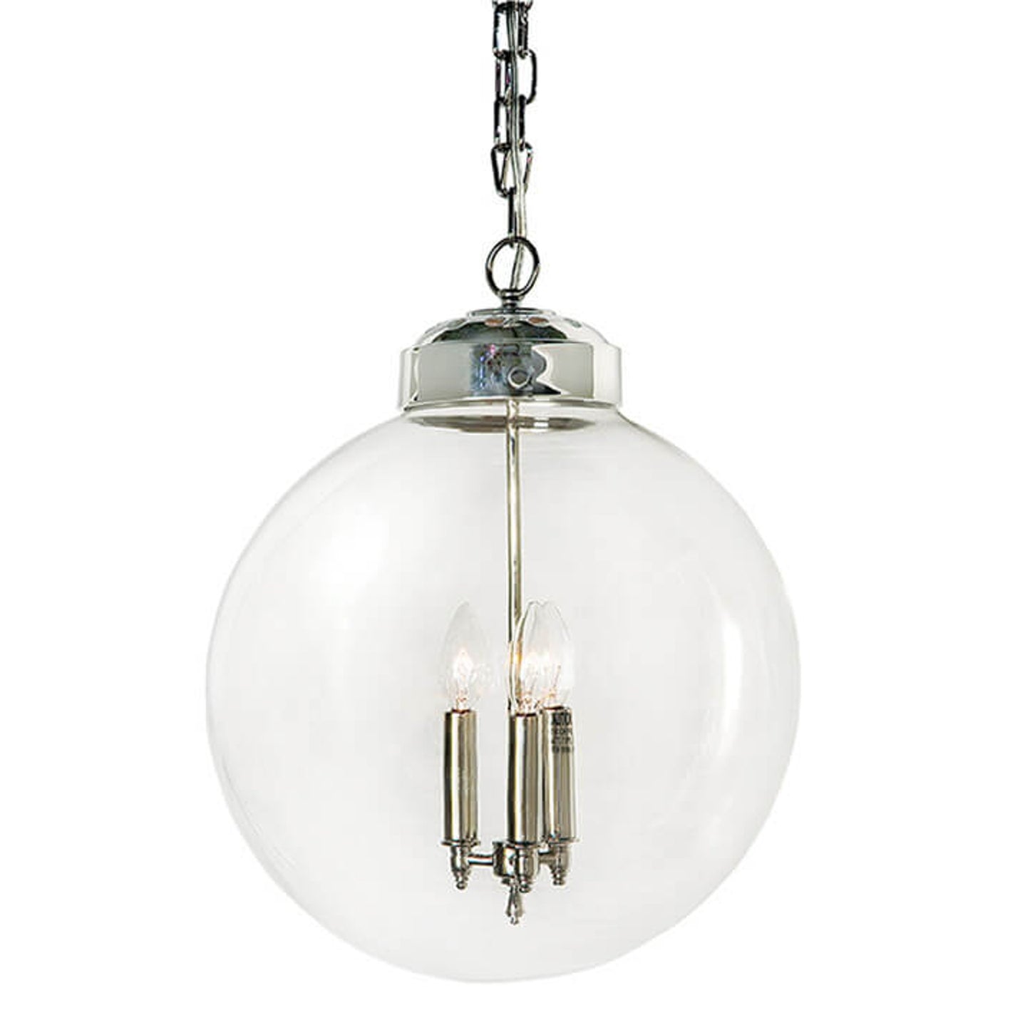 001 S-286950 | Primary Silo | Globe Pendant in Polished Nickel by Regina Andrew in nickel and polished nickel. Made from glass in a traditional style.