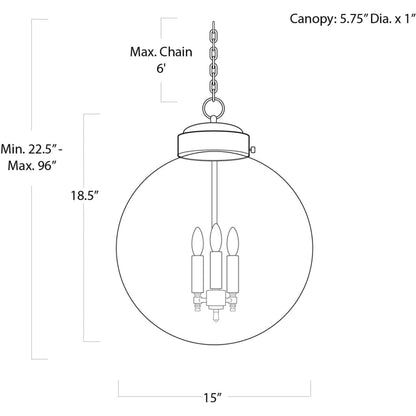 Globe Pendant in Natural Brass by Regina Andrew in brass and natural brass. Made from cast zinc in a traditional style.