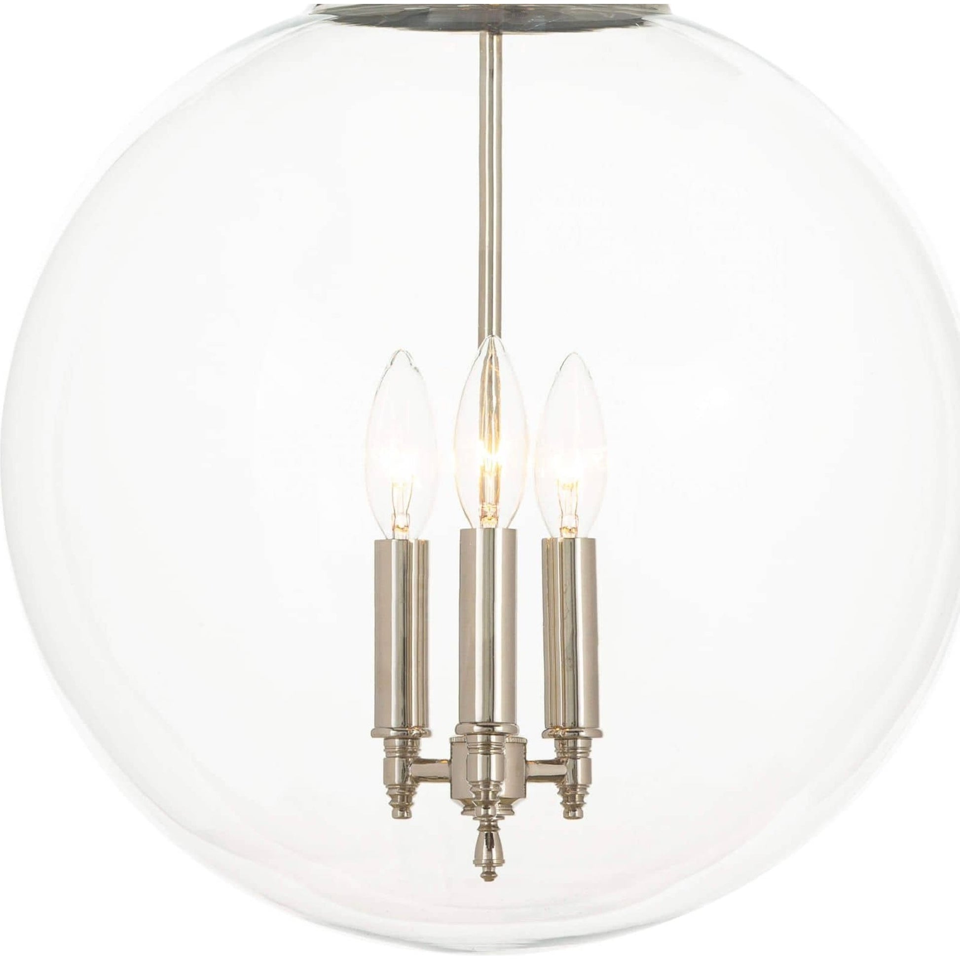 Globe Pendant in Polished Nickel by Regina Andrew in nickel and polished nickel. Made from glass in a traditional style.