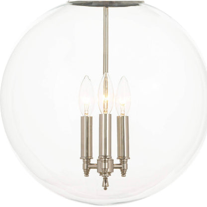 Globe Pendant in Polished Nickel by Regina Andrew in nickel and polished nickel. Made from glass in a traditional style.