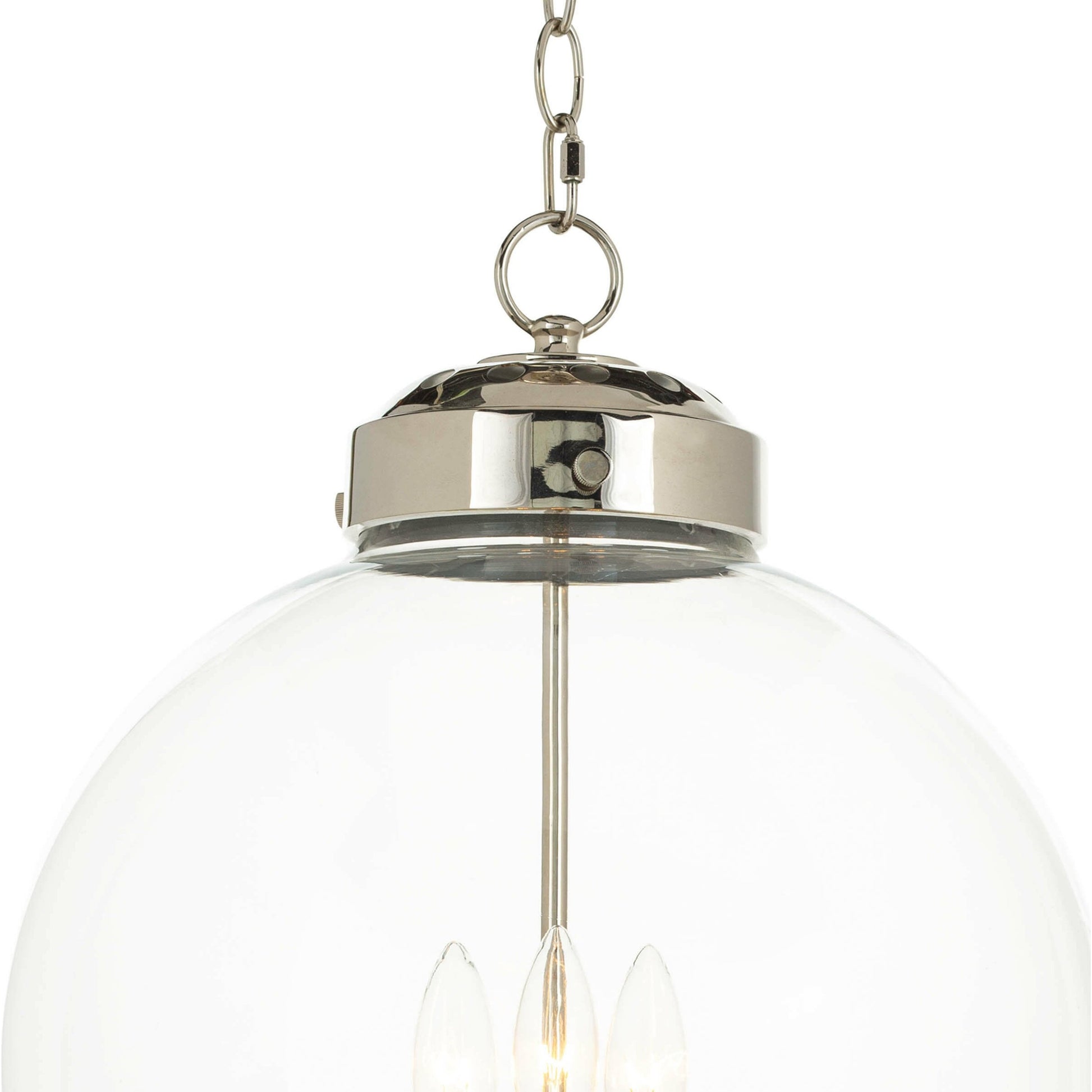 Globe Pendant in Polished Nickel by Regina Andrew in nickel and polished nickel. Made from glass in a traditional style.