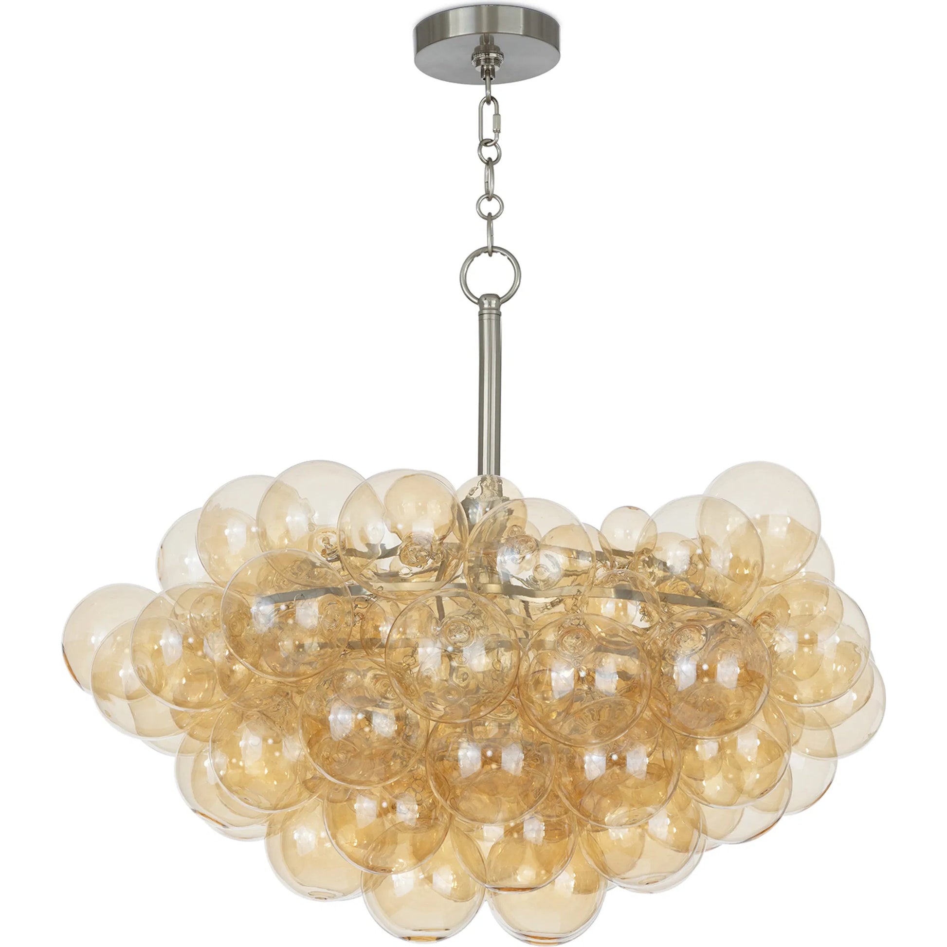 Bubbles Chandelier, Amber by Regina Andrew in brushed nickel. Made from glass in a modern style.