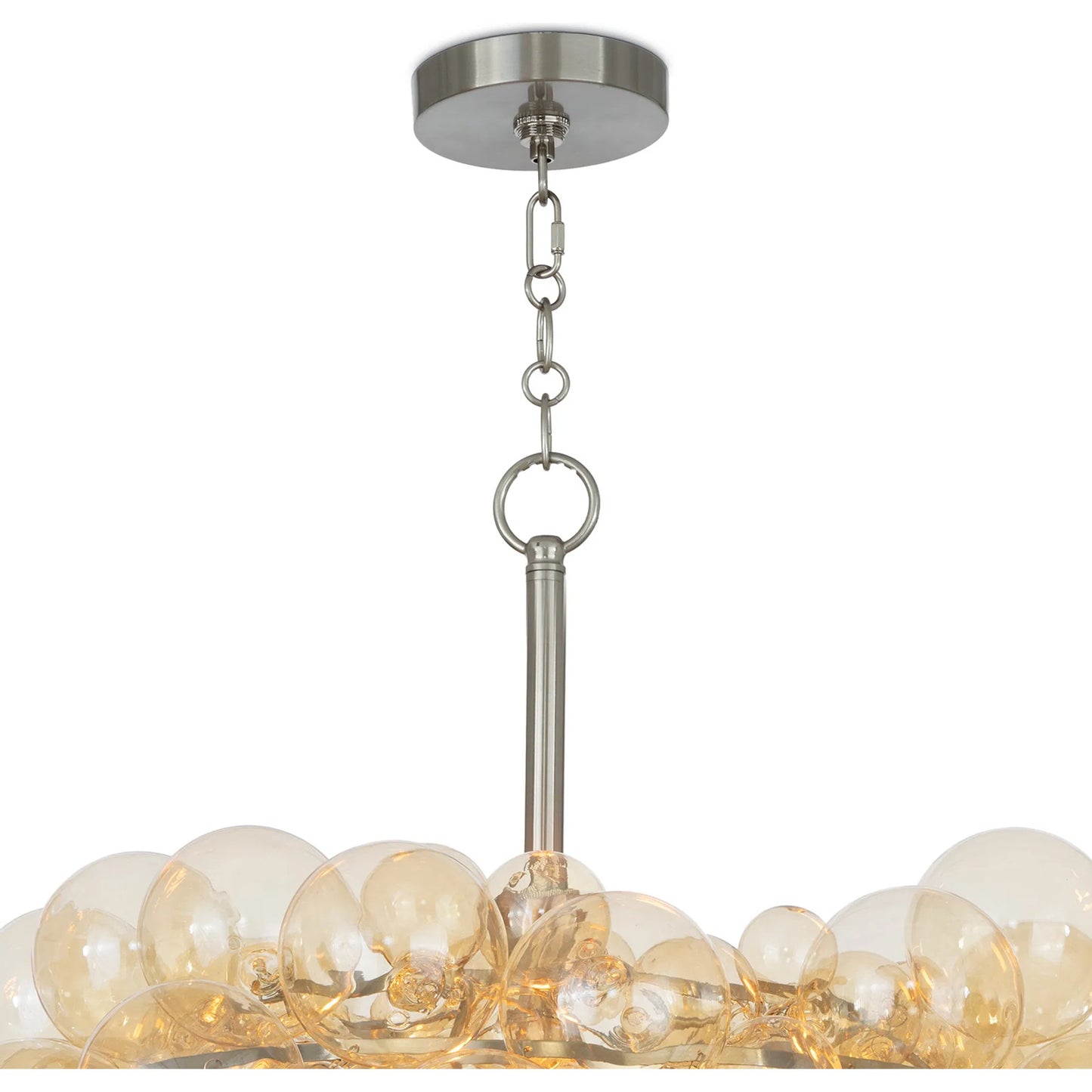 002 SI-2262703 | Closeup | Bubbles Chandelier, Amber by Regina Andrew in brushed nickel. Made from glass in a modern style.