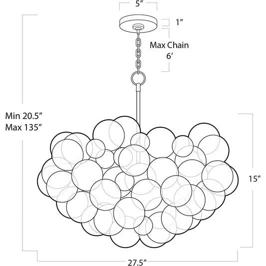 Bubbles Chandelier, Amber by Regina Andrew in brushed nickel. Made from glass in a unique style.