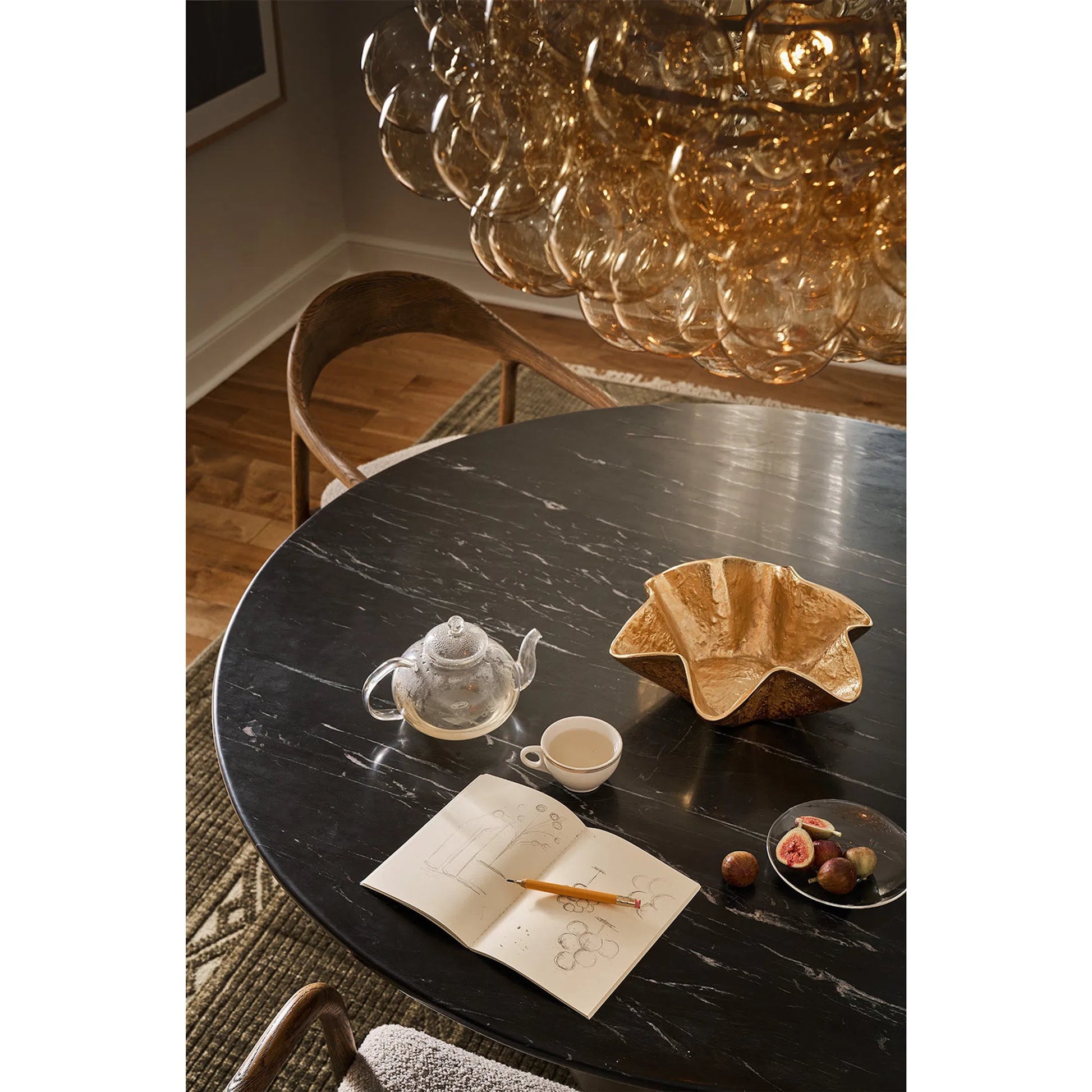 Bubbles Chandelier, Amber by Regina Andrew in brushed nickel. Made from glass in a modern style.