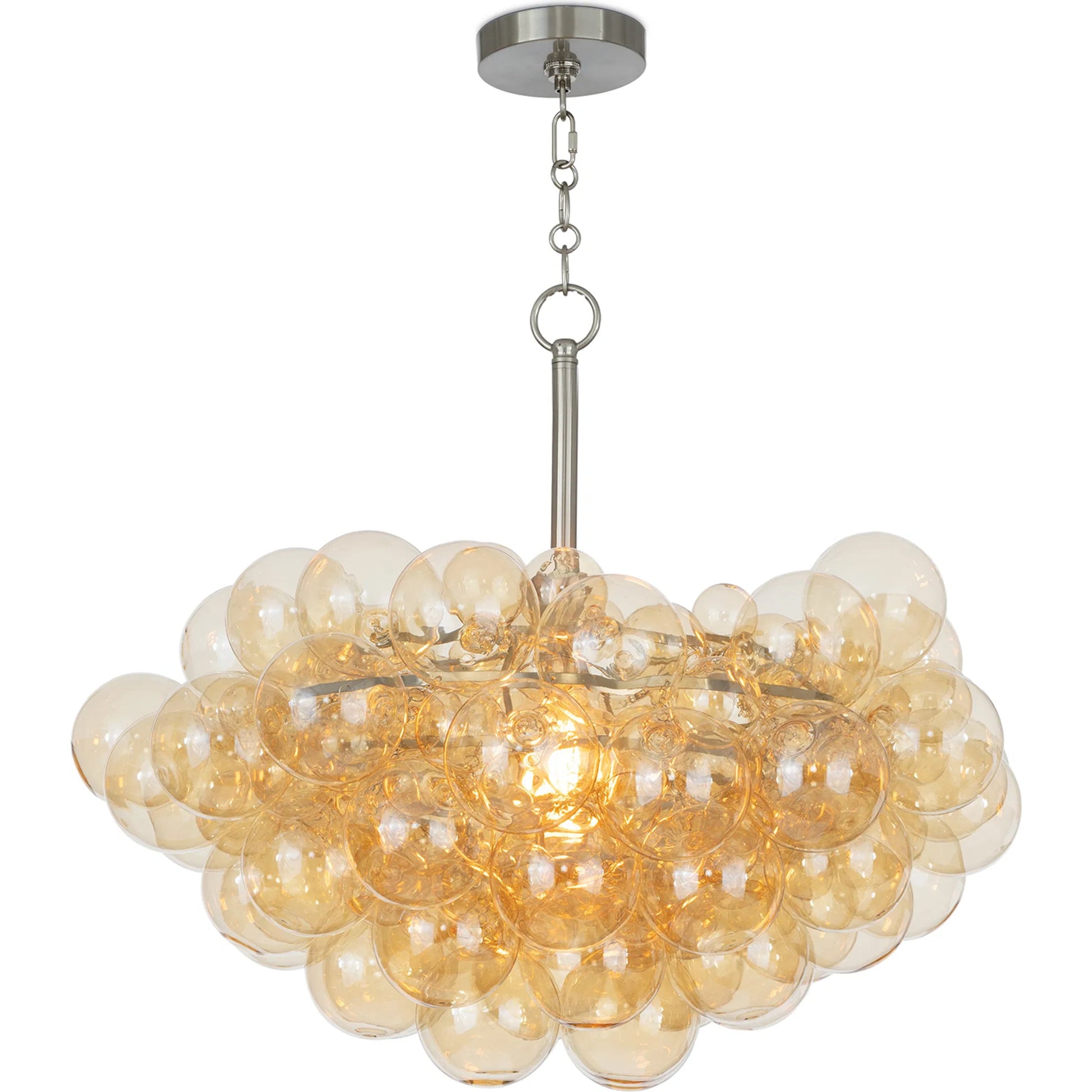 Bubbles Chandelier, Amber by Regina Andrew in brushed nickel. Made from glass in a modern style.