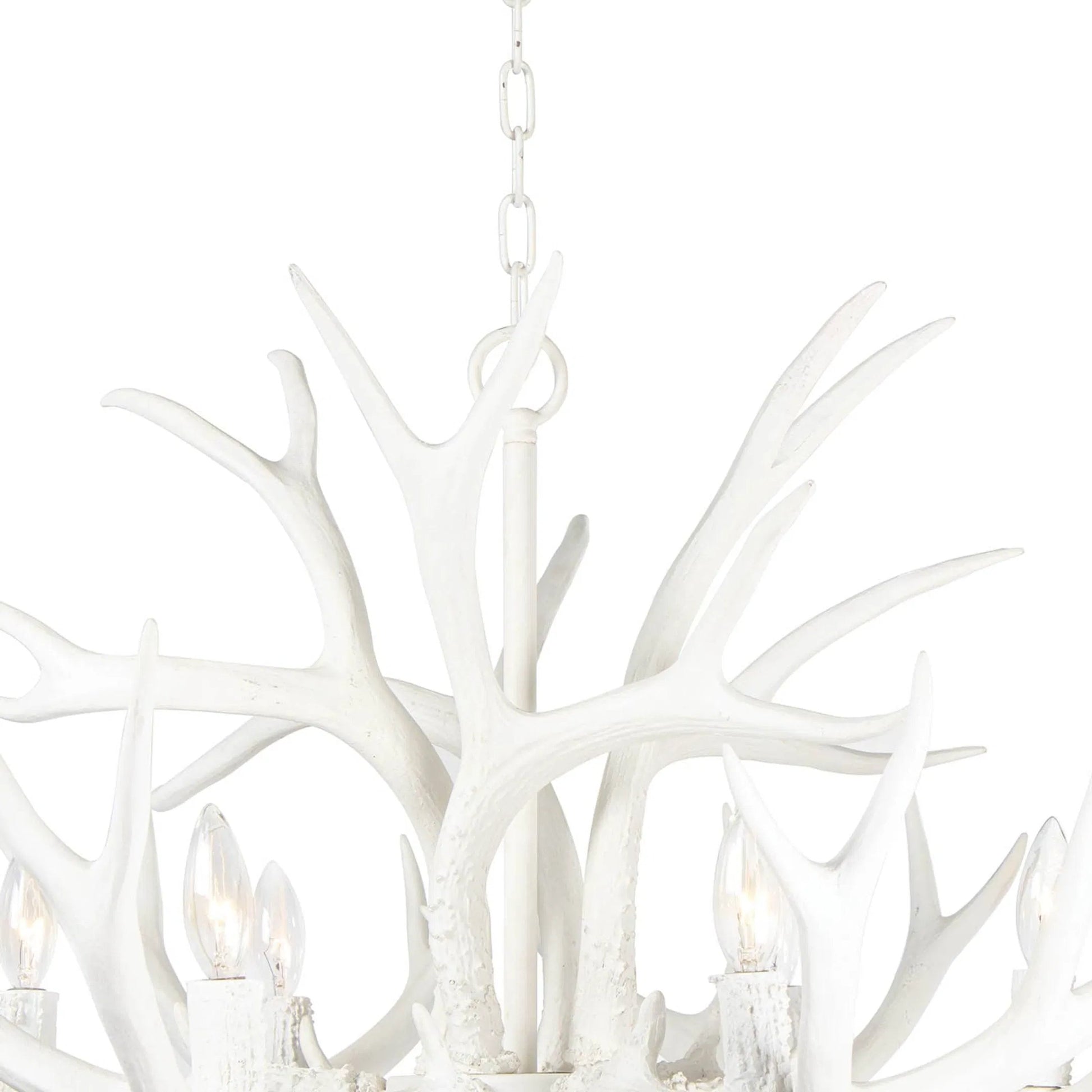 Antler Chandelier by Regina Andrew in silver leaf. Made from resin in a rustic style.