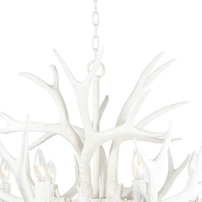 Antler Chandelier by Regina Andrew in silver leaf. Made from resin in a rustic style.