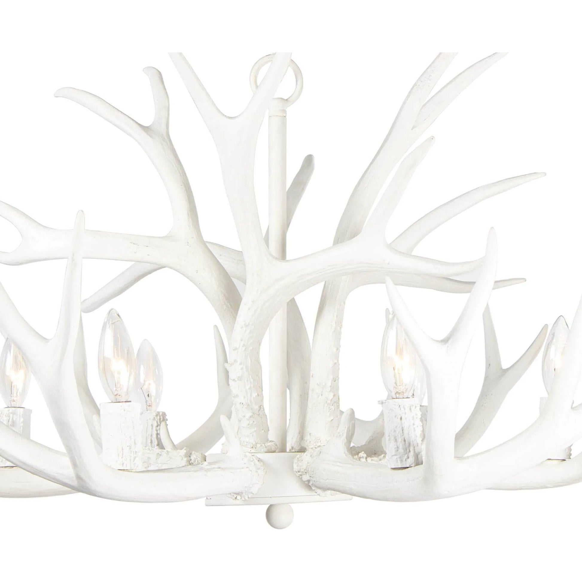 Antler Chandelier by Regina Andrew in silver leaf. Made from resin in a rustic style.