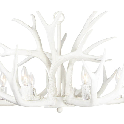 Antler Chandelier by Regina Andrew in silver leaf. Made from resin in a rustic style.