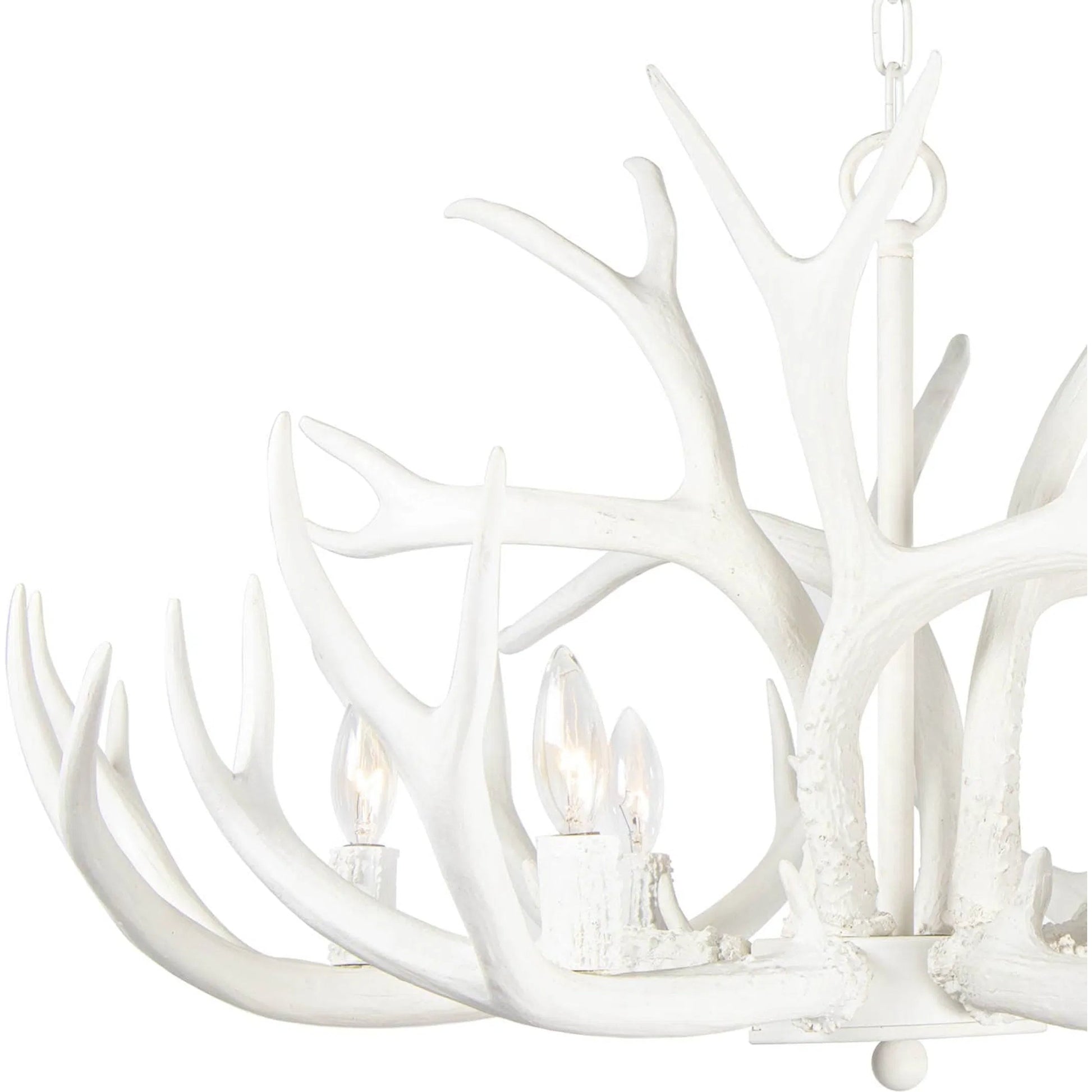 Antler Chandelier by Regina Andrew in silver leaf. Made from resin in a rustic style.