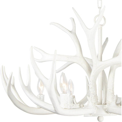 Antler Chandelier by Regina Andrew in silver leaf. Made from resin in a rustic style.