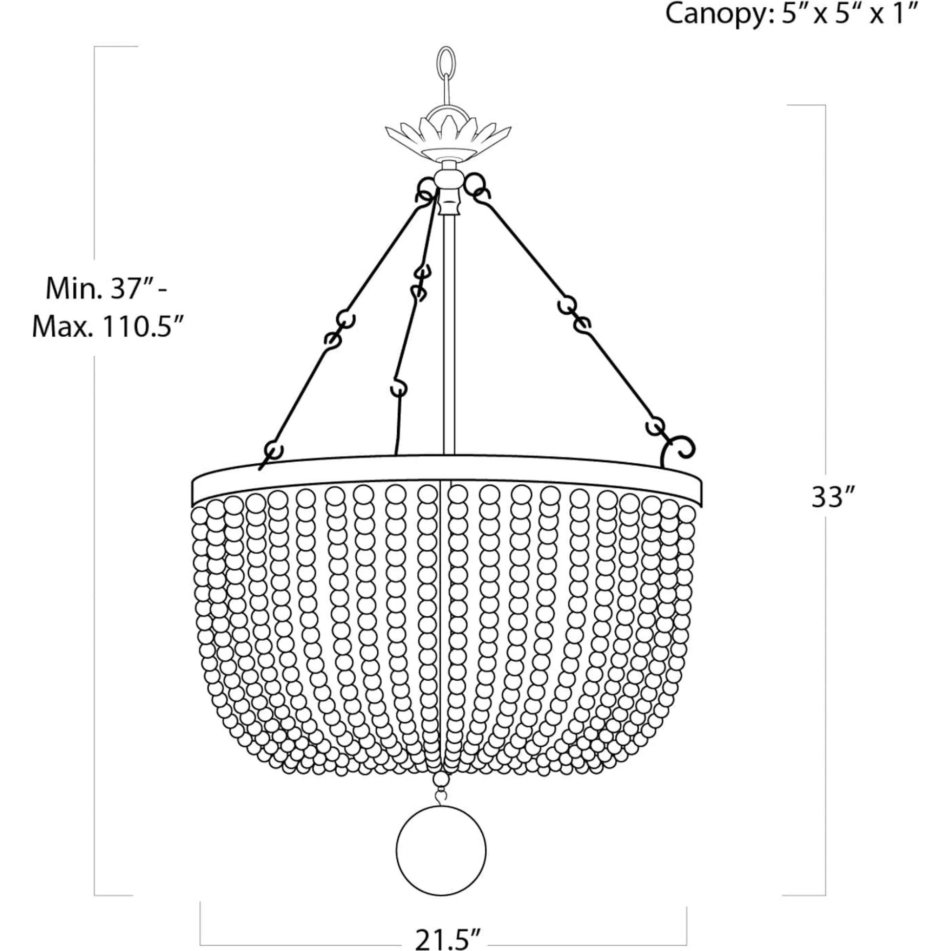 Fabian Wood Bead Chandelier by Regina Andrew in ebony and black. Made from wood in a traditional style.