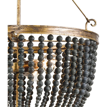 Fabian Wood Bead Chandelier by Regina Andrew in ebony and black. Made from wood in a traditional style.