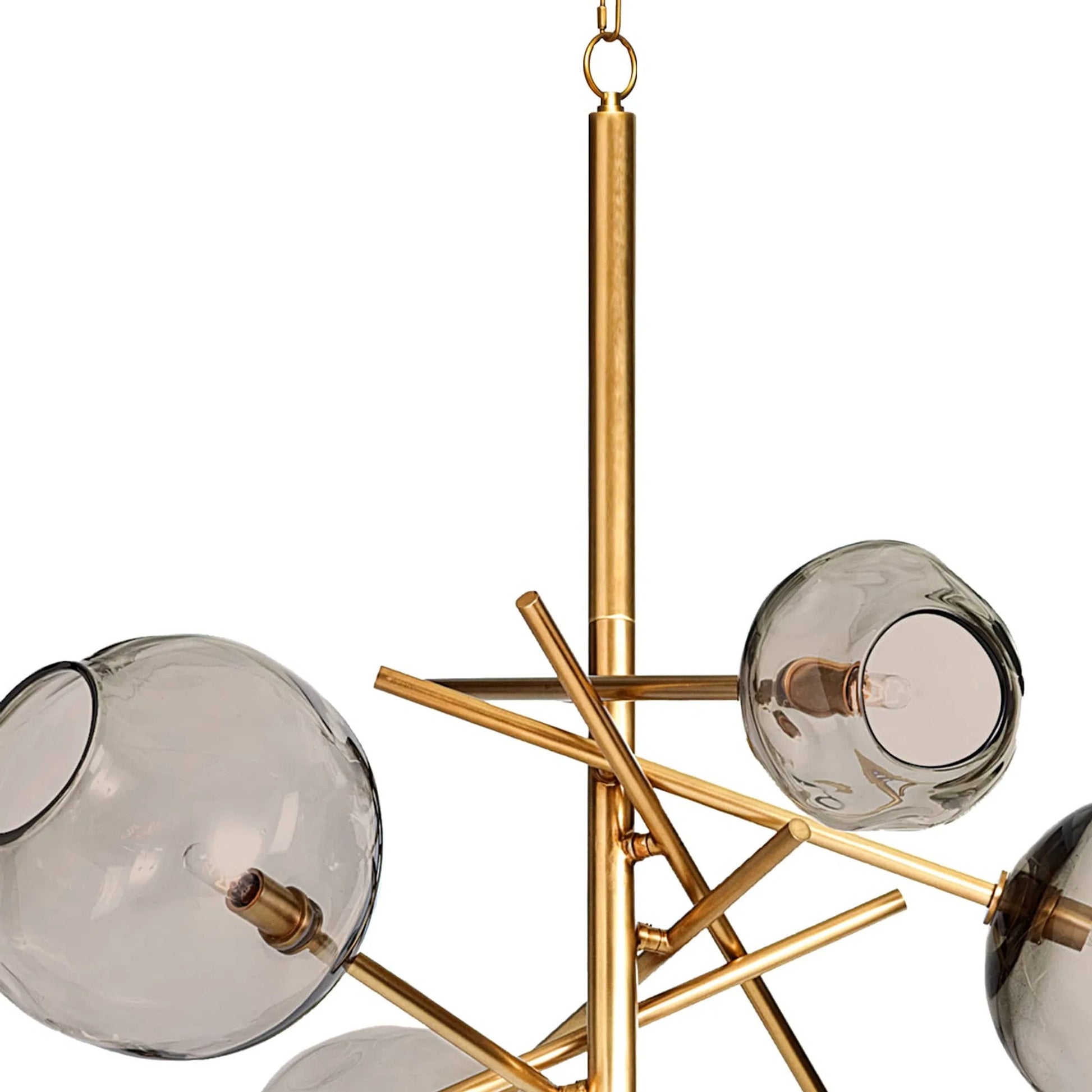 Molten Chandelier with Smoke Glass by Regina Andrew in nickel and polished nickel. Made from glass in a modern style.