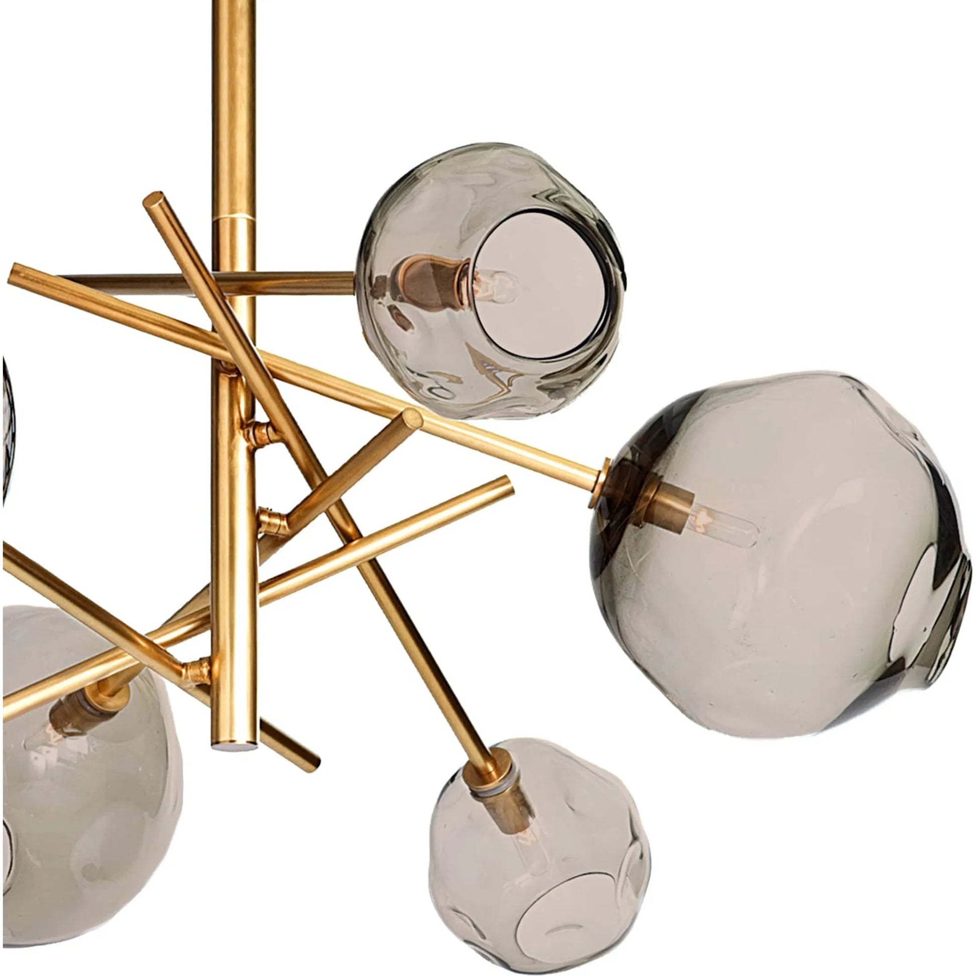 Molten Chandelier with Smoke Glass by Regina Andrew in nickel and polished nickel. Made from glass in a modern style.