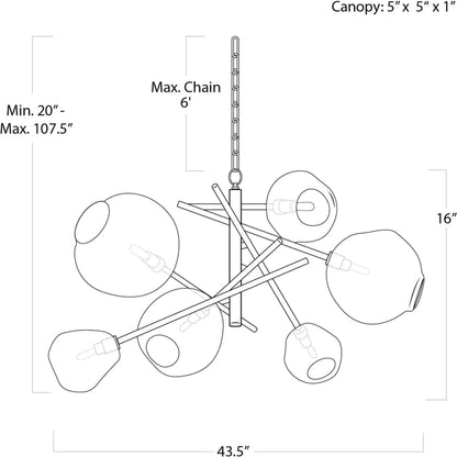 Molten Chandelier with Smoke Glass by Regina Andrew in nickel and polished nickel. Made from glass in a modern style.