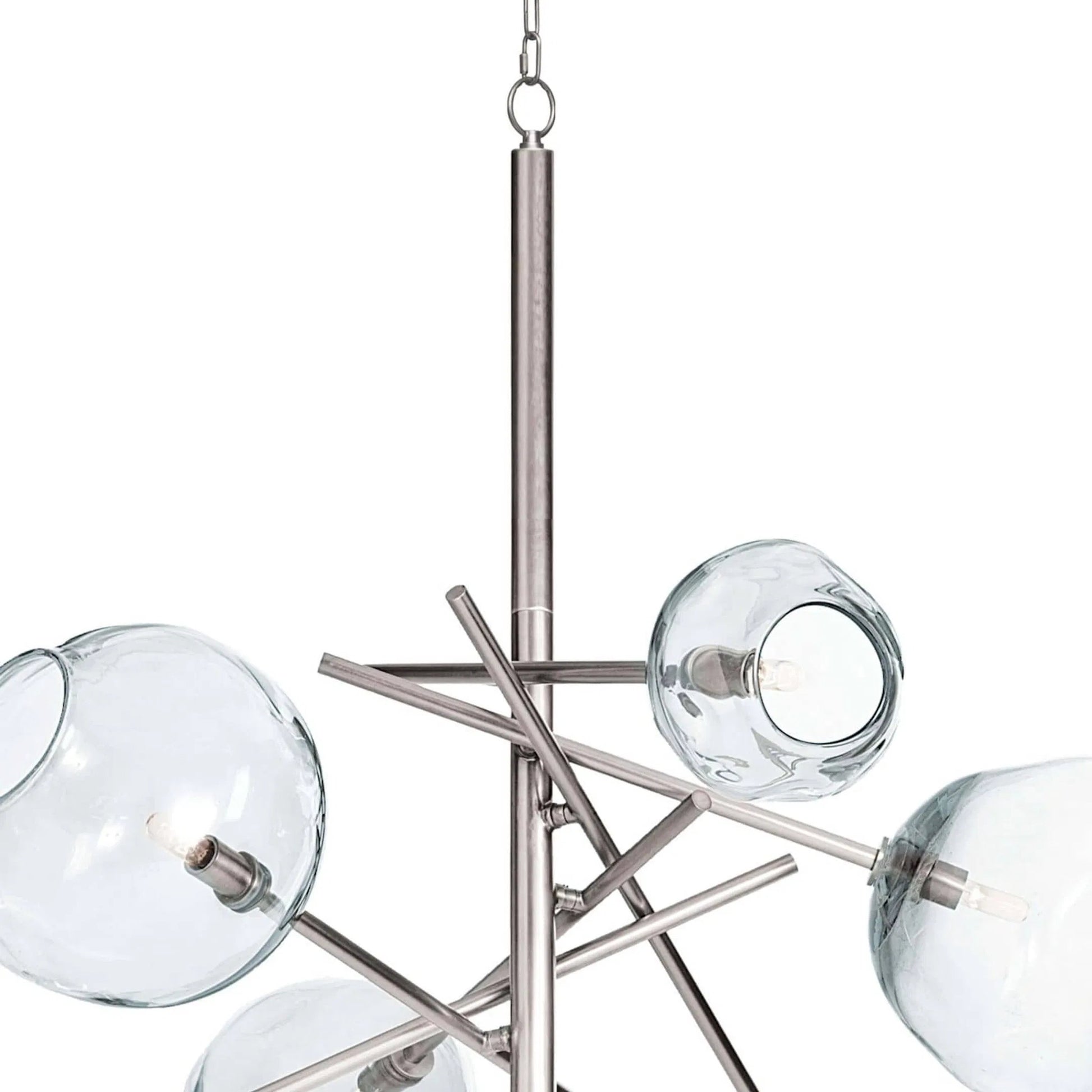 Molten Chandelier with Smoke Glass by Regina Andrew in nickel and polished nickel. Made from glass in a modern style.