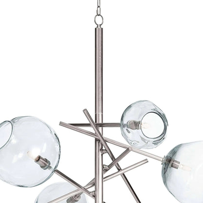 Molten Chandelier with Smoke Glass by Regina Andrew in nickel and polished nickel. Made from glass in a modern style.