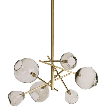 Molten Chandelier with Smoke Glass by Regina Andrew in nickel and polished nickel. Made from glass in a modern style.