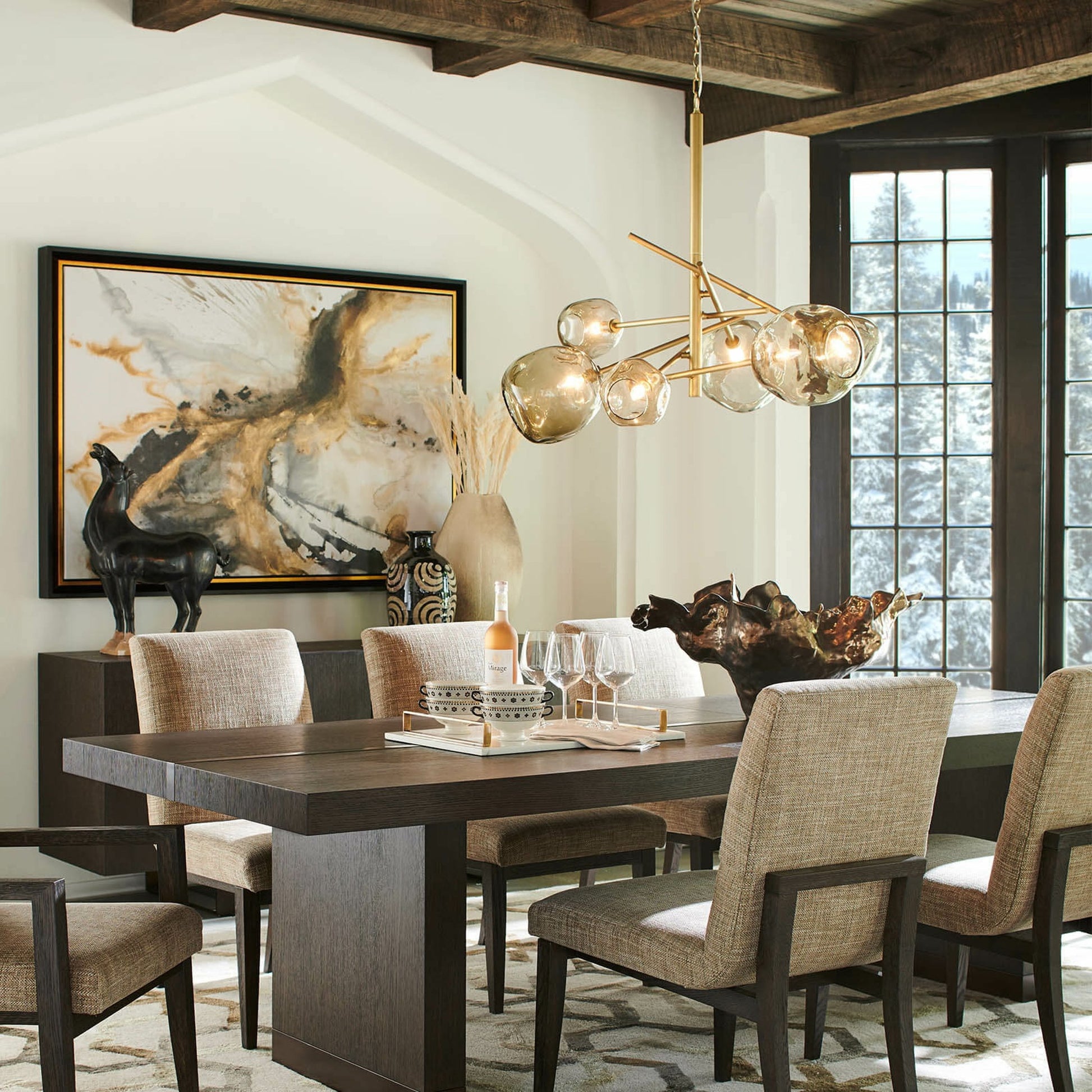 Molten Chandelier with Smoke Glass by Regina Andrew in nickel and polished nickel. Made from glass in a modern style.