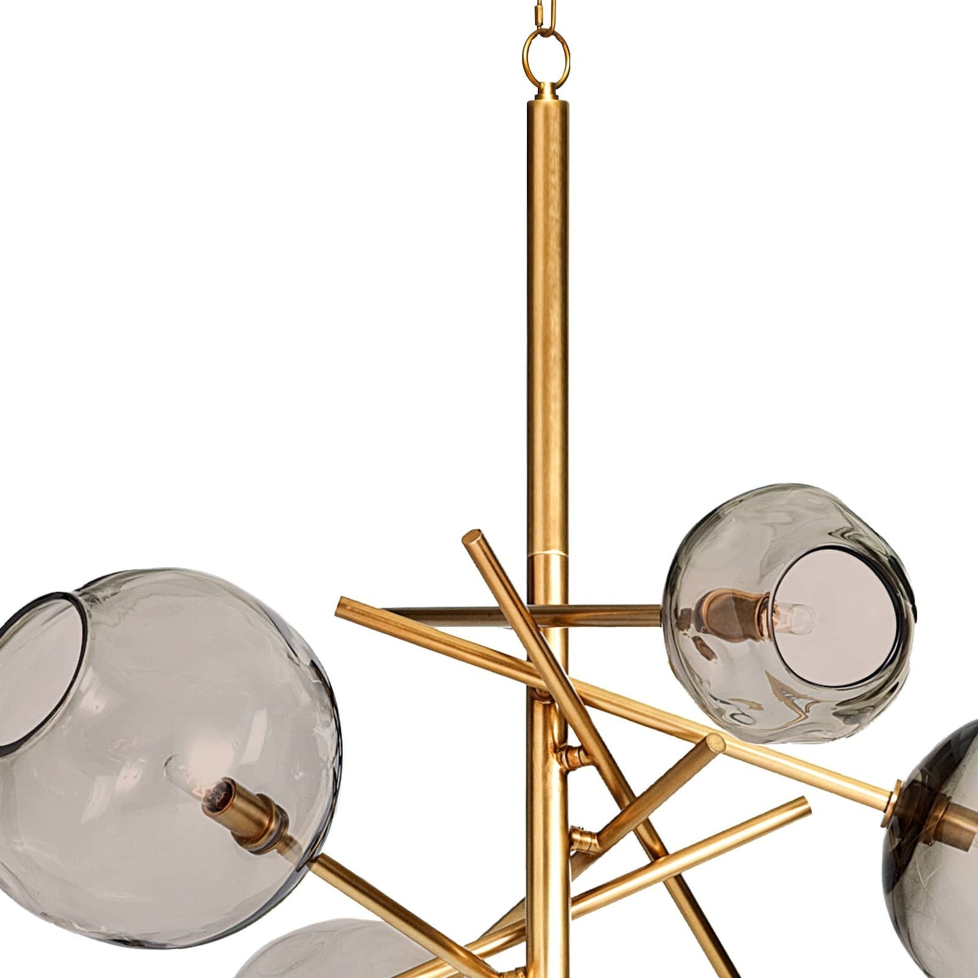 Molten Chandelier with Smoke Glass by Regina Andrew in nickel and polished nickel. Made from glass in a modern style.