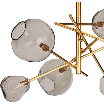 Molten Chandelier with Smoke Glass by Regina Andrew in nickel and polished nickel. Made from glass in a modern style.
