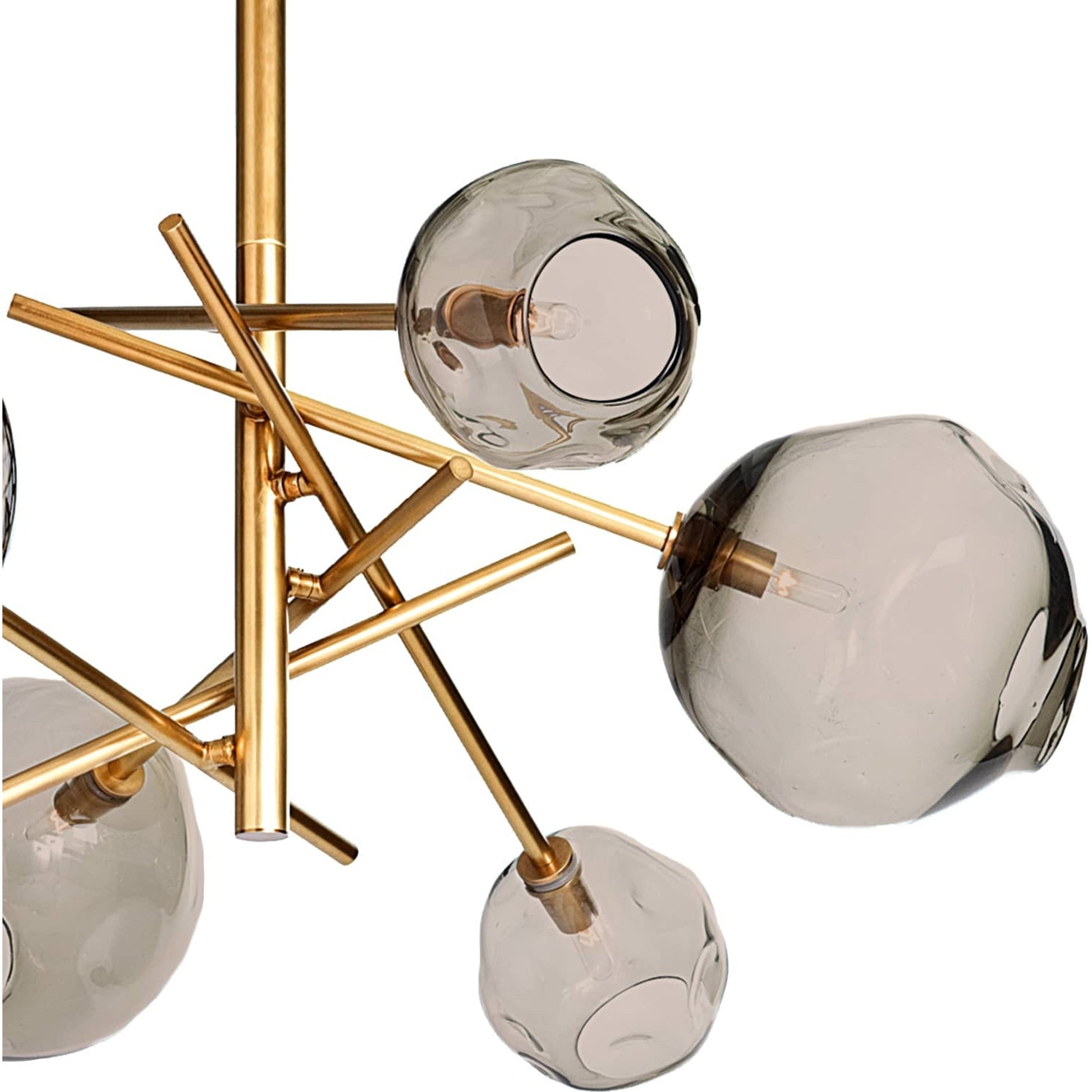 Molten Chandelier with Smoke Glass by Regina Andrew in nickel and polished nickel. Made from glass in a modern style.