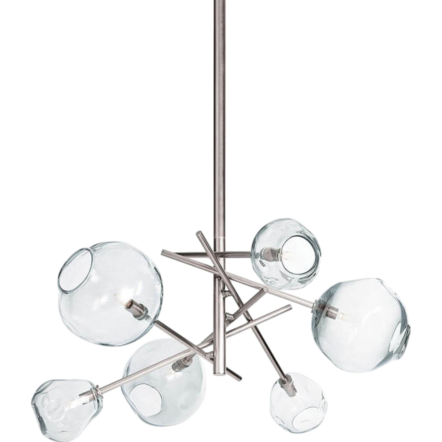 001 S-287093 | Primary Silo | Molten Chandelier with Smoke Glass by Regina Andrew in nickel and polished nickel. Made from glass in a modern style.