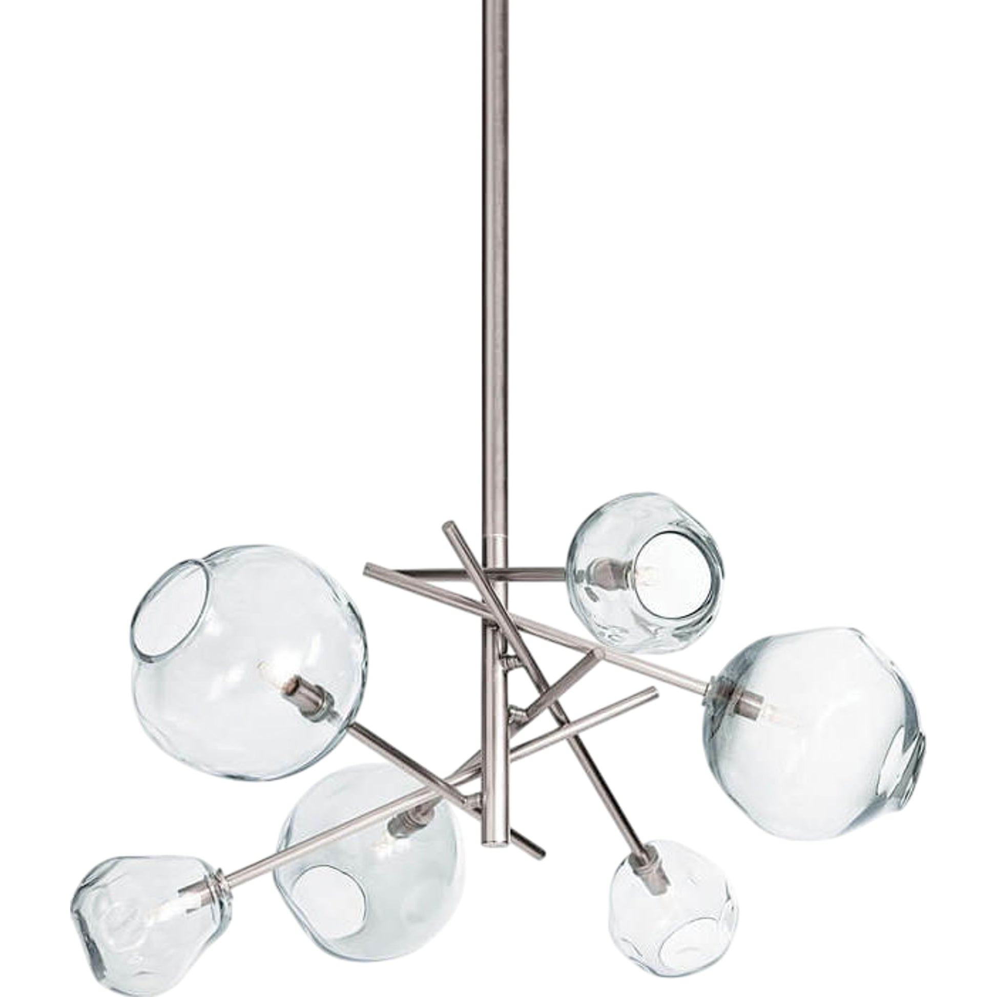 Molten Chandelier with Smoke Glass by Regina Andrew in nickel and polished nickel. Made from glass in a modern style.