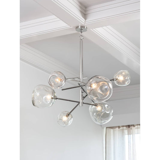 Molten Chandelier with Smoke Glass by Regina Andrew in nickel and polished nickel. Made from glass in a modern style.