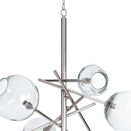 Molten Chandelier with Smoke Glass by Regina Andrew in nickel and polished nickel. Made from glass in a modern style.