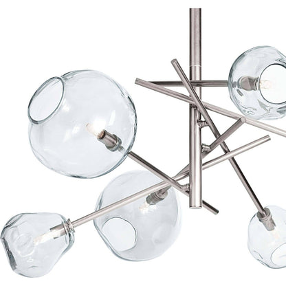 Molten Chandelier with Smoke Glass by Regina Andrew in nickel and polished nickel. Made from glass in a modern style.